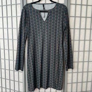 3/10$ Deborah Viereck size L green geometric long sleeve dress made in USA